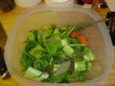 Carrots, Celery, Thyme, Parsley, Bay Leaf & Pepercorns