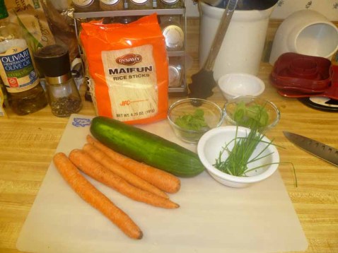 Rice Noodles, Carrots, Cucumber & Herbs